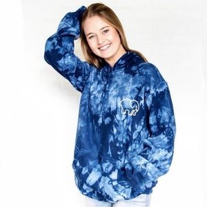 IVORY ELLA Hoodie Sweatshirt Tie Dye Blue White Medium EC